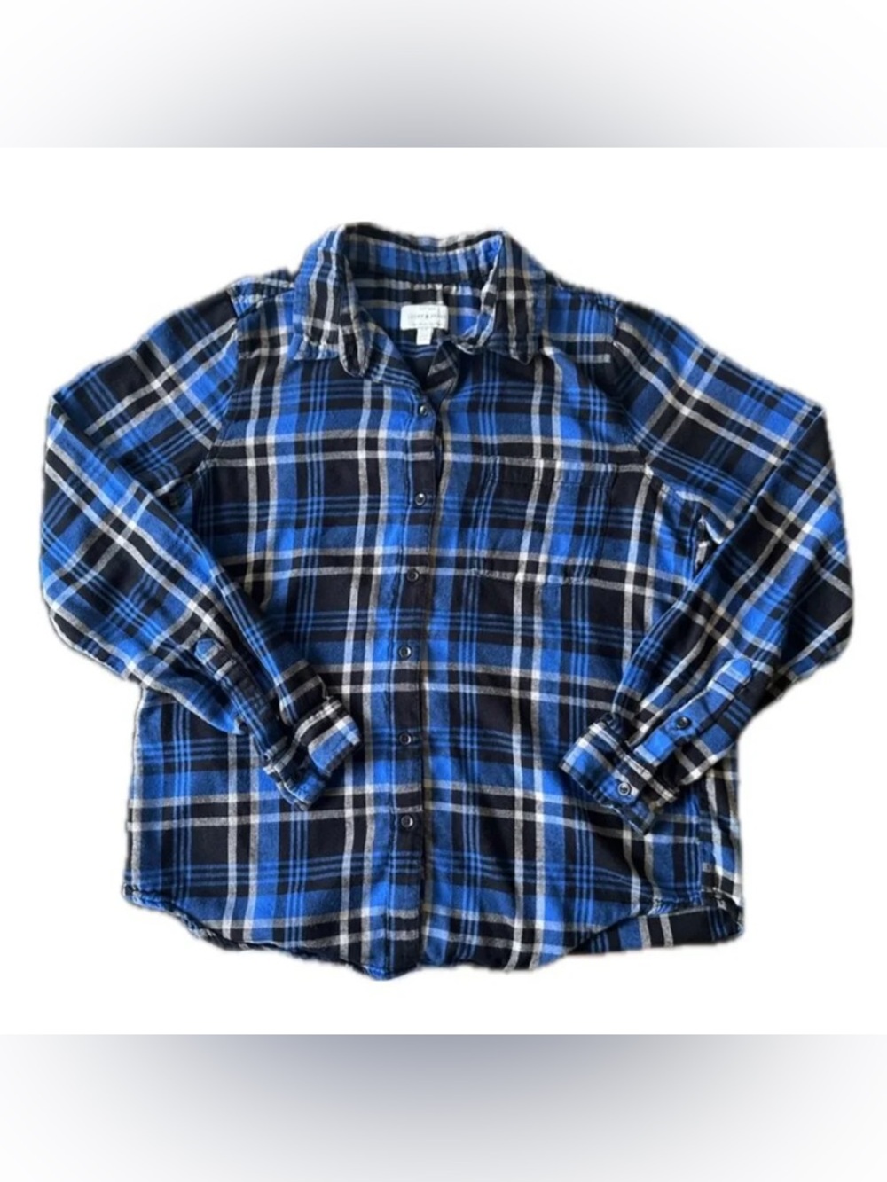 Lucky Brand Blue Plaid Flannel Button-Up Shirt Size S/P